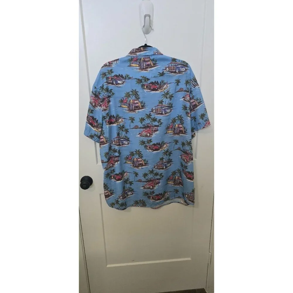 Mens Hawaiian Aloha Shirt 2XL Easy Care Button-Up Beach Scene - Picture 2 of 3
